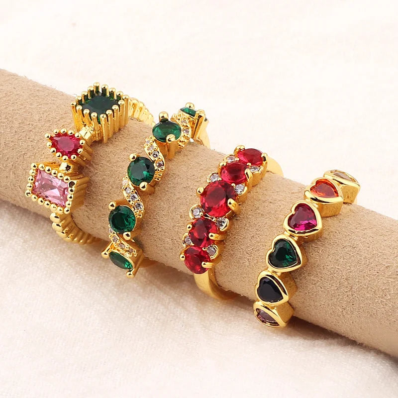 Women Metal Butterfly Geometric Copper Electroplating Rings