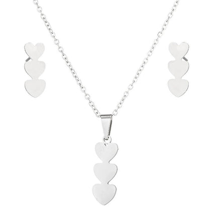Minimalist Heart Shape Stainless Steel Plating Women\'s Earrings Necklace