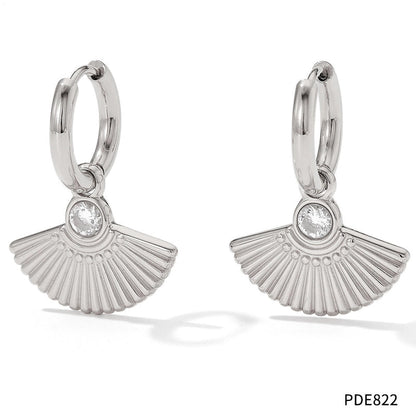 1 Pair Retro Sector Plating Inlay 304 Stainless Steel Zircon 16K Gold Plated White Gold Plated Gold Plated Earrings