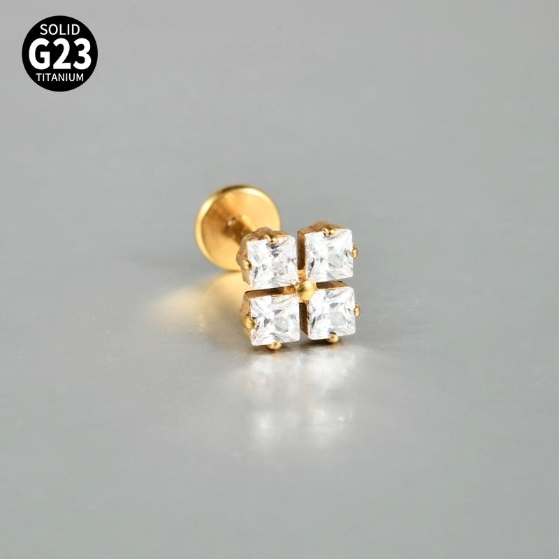 2 Pieces 3 Pieces Lip Rings Casual Elegant Vacation Triangle Flower G23 Titanium Zircon Zircon 18K Gold Plated Lip Rings Ear Cartilage Rings & Studs