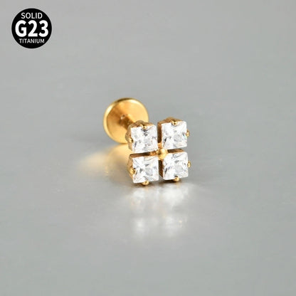 2 Pieces 3 Pieces Lip Rings Casual Elegant Vacation Triangle Flower G23 Titanium Zircon Zircon 18K Gold Plated Lip Rings Ear Cartilage Rings & Studs