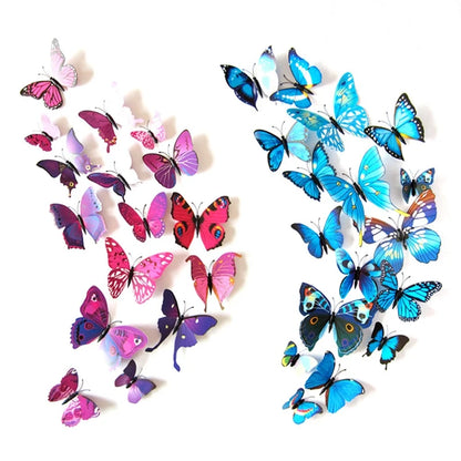 3d Realistic Butterfly Wall Stickers Fridge Magnets Home Mall Background Decorations Pvc Wall Decals Artistic Crafts