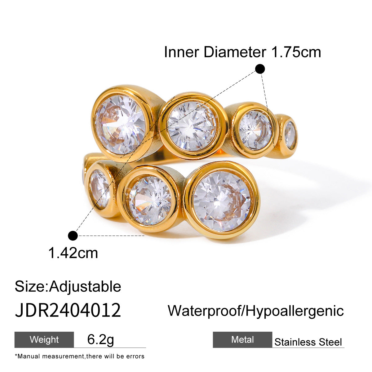 IG Style Tennis / Diamond Line Stainless Steel Electroplating Rings