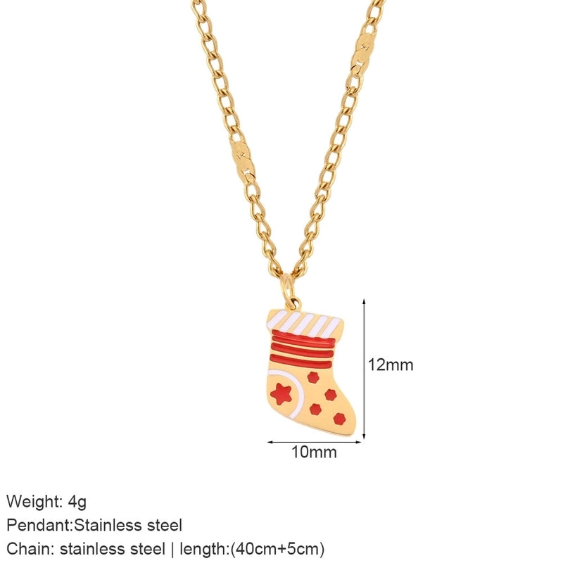 Nordic Style Classic Style Gingerbread Moon 316L Stainless Steel Plating Pendant Necklace