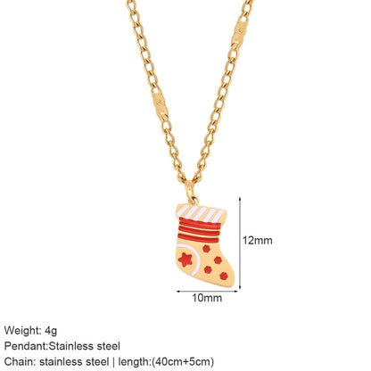 Nordic Style Classic Style Gingerbread Moon 316L Stainless Steel Plating Pendant Necklace