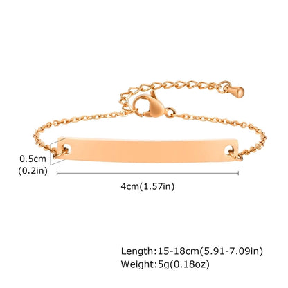Sweet Solid Color 304 Stainless Steel 18K Gold Plated Cable Chain ID Bracelet In Bulk