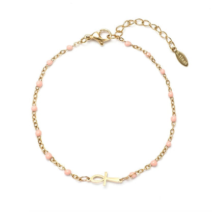 Minimalist Cross Stainless Steel Enamel Plating Bracelets