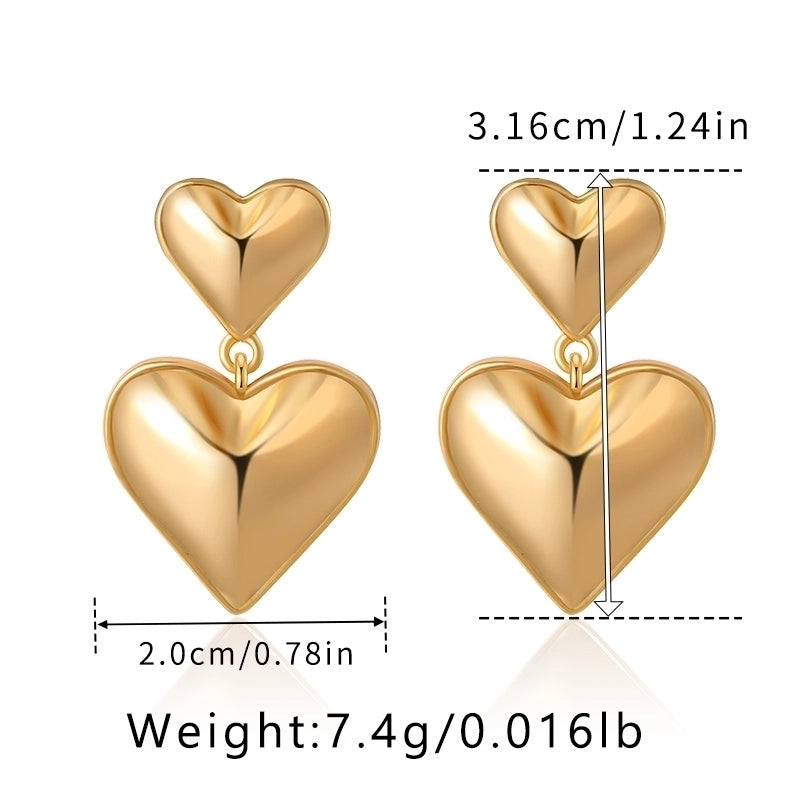 1 Piece Retro Vintage Style Modern Style Double Heart Circle Heart Shape Pleated Copper 18K Gold Plated Drop Earrings