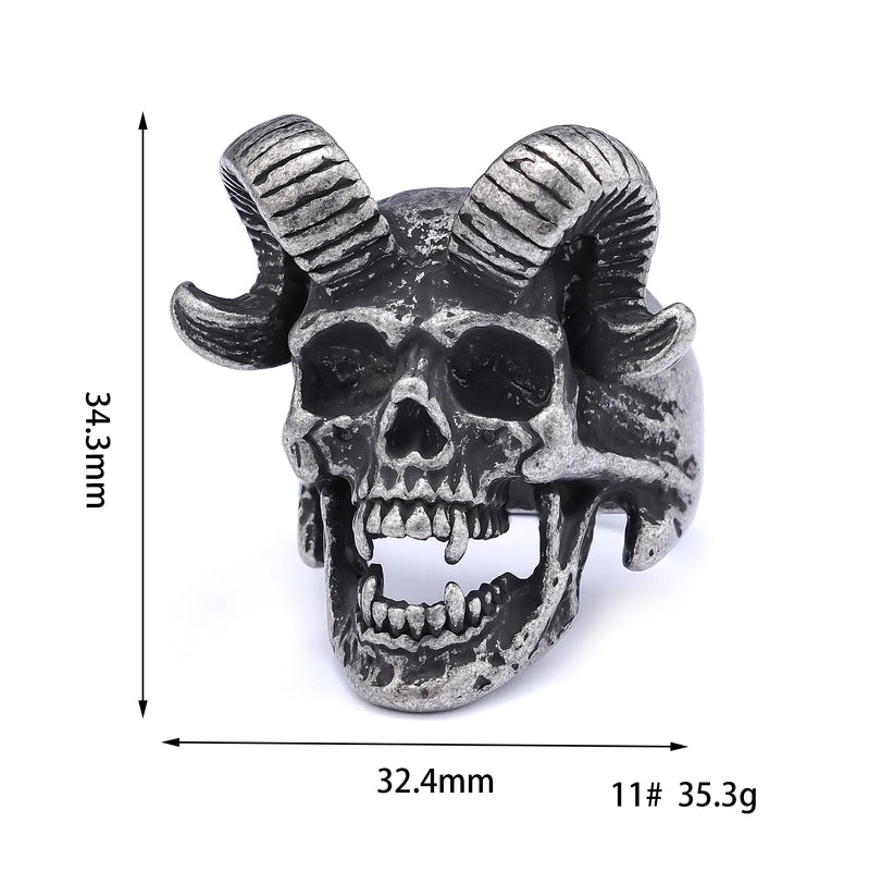 Retro Punk Sheep Mask 304 Stainless Steel Polishing Halloween Men'S Wide Band Rings