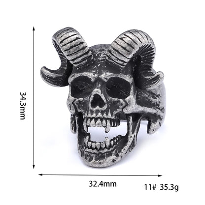 Retro Punk Sheep Mask 304 Stainless Steel Polishing Halloween Men'S Wide Band Rings