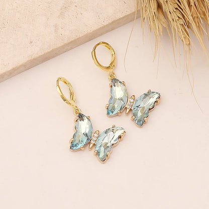 Women Butterfly Copper Electroplating Earrings