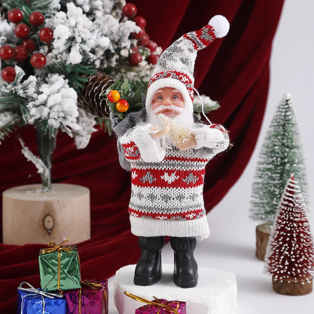 Cartoon Fabric Plush Standing Santa Claus Doll Christmas Decoration Desktop Ornament