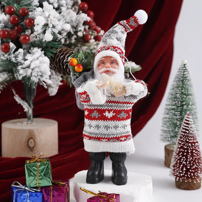 Cartoon Fabric Plush Standing Santa Claus Doll Christmas Decoration Desktop Ornament