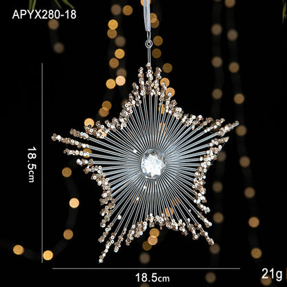 Christmas Ornaments Scene Decoration Supplies Christmas Tree Snowflakes Bells Small Hanging Decorations Crystal Transparent Hanging Ornaments
