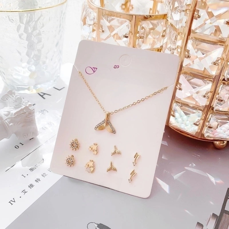 New Crystal Christmas Clavicle Chain Alloy Short Necklace Earring Set