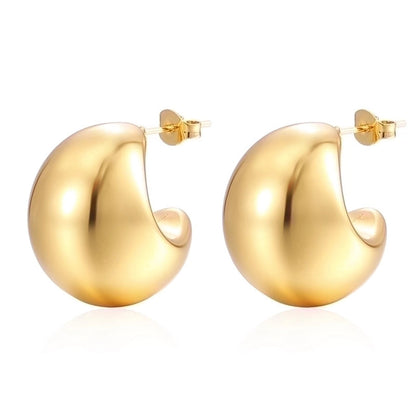 1 Pair Fashion Solid Color Plating 304 Stainless Steel 18K Gold Plated Earrings