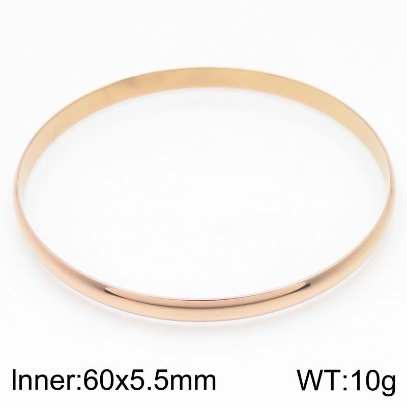Minimalist Round Stainless Steel 18K Gold Plated Bangle In Bulk