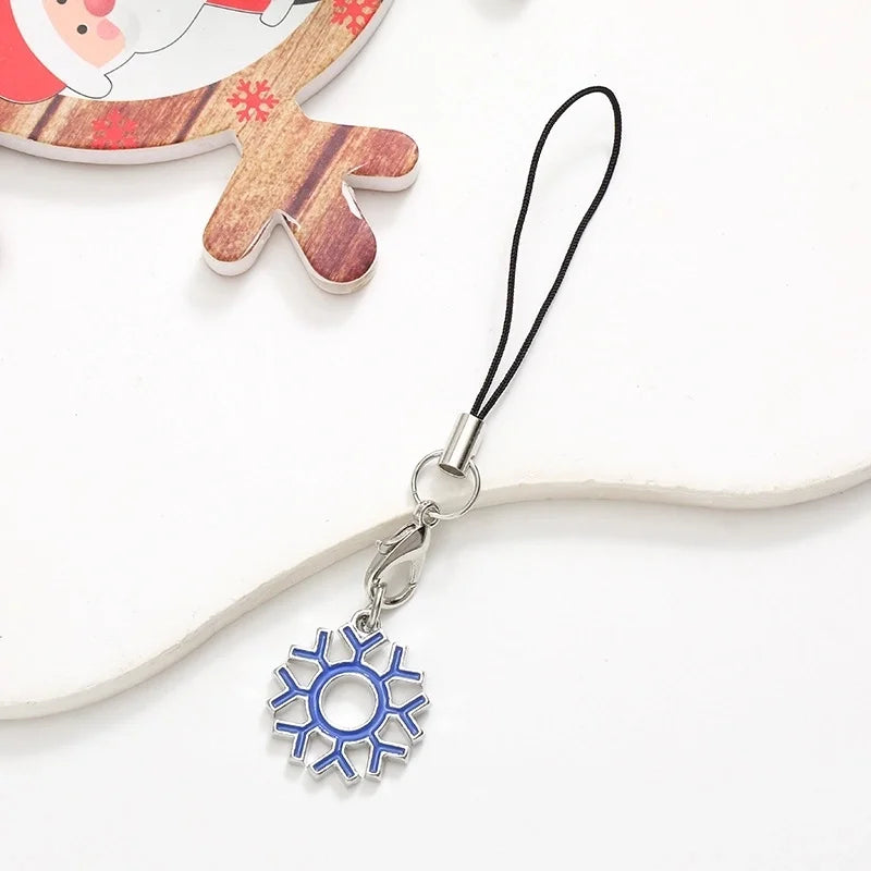 Cute Christmas Tree Snowman Snowflake Alloy Plating Christmas Bag Pendant Mobile Phone Chain