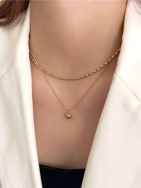 Glam Lady Solid Color 304 Stainless Steel Layered Necklaces