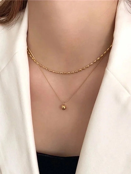 Glam Lady Solid Color 304 Stainless Steel Layered Necklaces