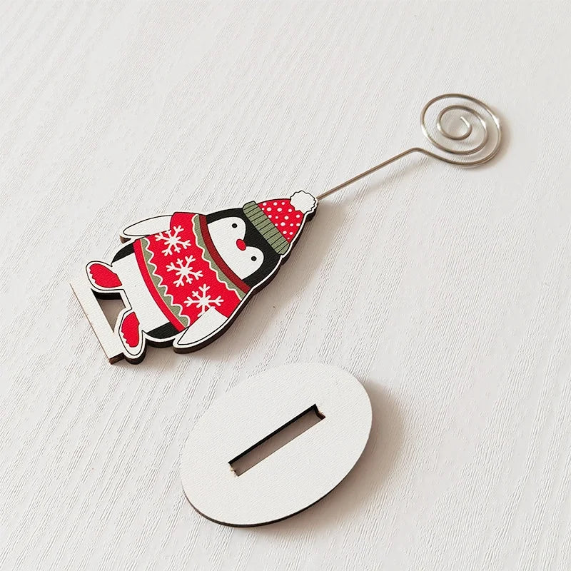 Christmas Cute Penguin Santa Claus Snowman Wood Holiday Office Home Ornaments Decorations Table Decoration