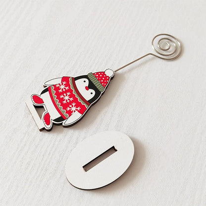 Christmas Cute Penguin Santa Claus Snowman Wood Holiday Office Home Ornaments Decorations Table Decoration