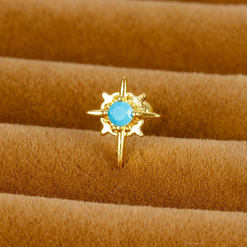 1 Piece Minimalist Geometric Flower Snake Plating Inlay Stainless Steel Rhinestones Earrings