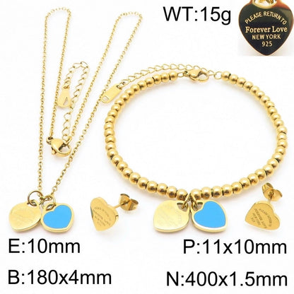 Minimalist Heart Shape 304 Stainless Steel 18K Gold Plated Jewelry Set