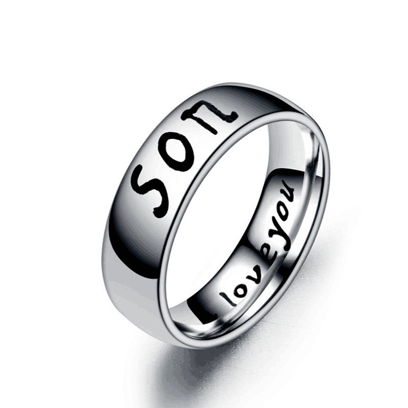 Family Member Letters Stainless Steel Ring
