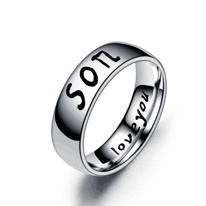 Family Member Letters Stainless Steel Ring