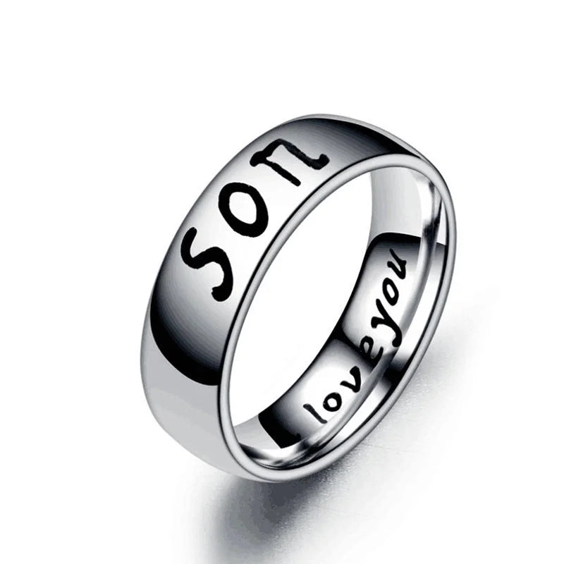 Family Member Letters Stainless Steel Ring