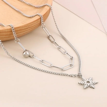 Vacation Snowflake Titanium Steel 18K Gold Plated Plating Bracelets Earrings Necklace