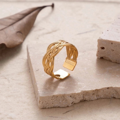 INS Style Minimalist Solid Color Snake 304 Stainless Steel Plating Hollow Out Open Ring