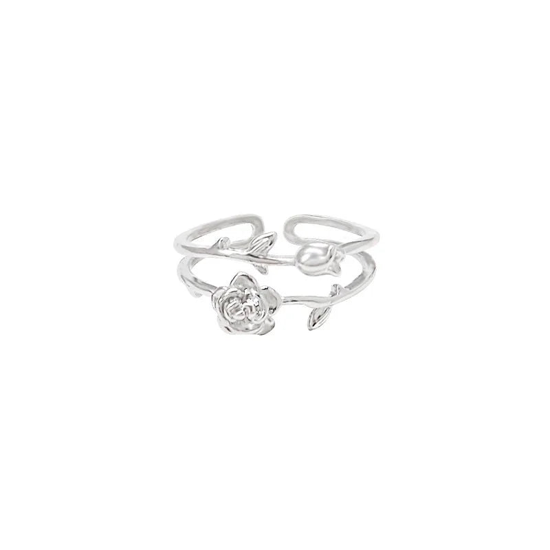 Minimalist Heart Shape Flower Bow Knot Copper Inlay Artificial Pearls Opal Zircon Rings