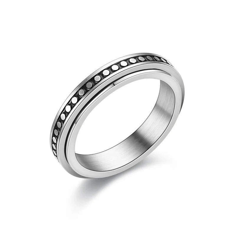 New Fashion Anti-anxiety Rotating Titanium Steel Decompression Couple Ring