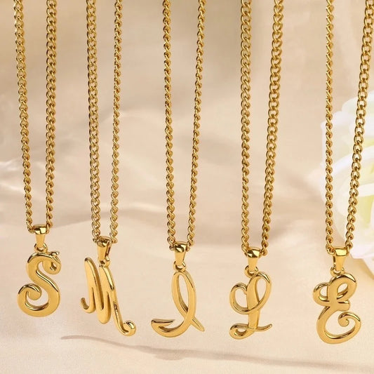 Casual Minimalist Letter 304 Stainless Steel 18K Gold Plated Pendant Necklace
