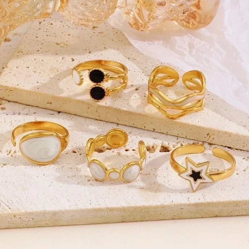 Minimalist Geometric 304 Stainless Steel Plating Open Rings