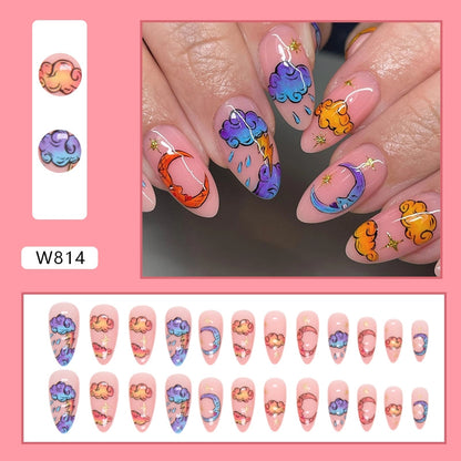 French Style Sweet Solid Color Cartoon Star Butterfly Plastic Nail Patches 1 Set