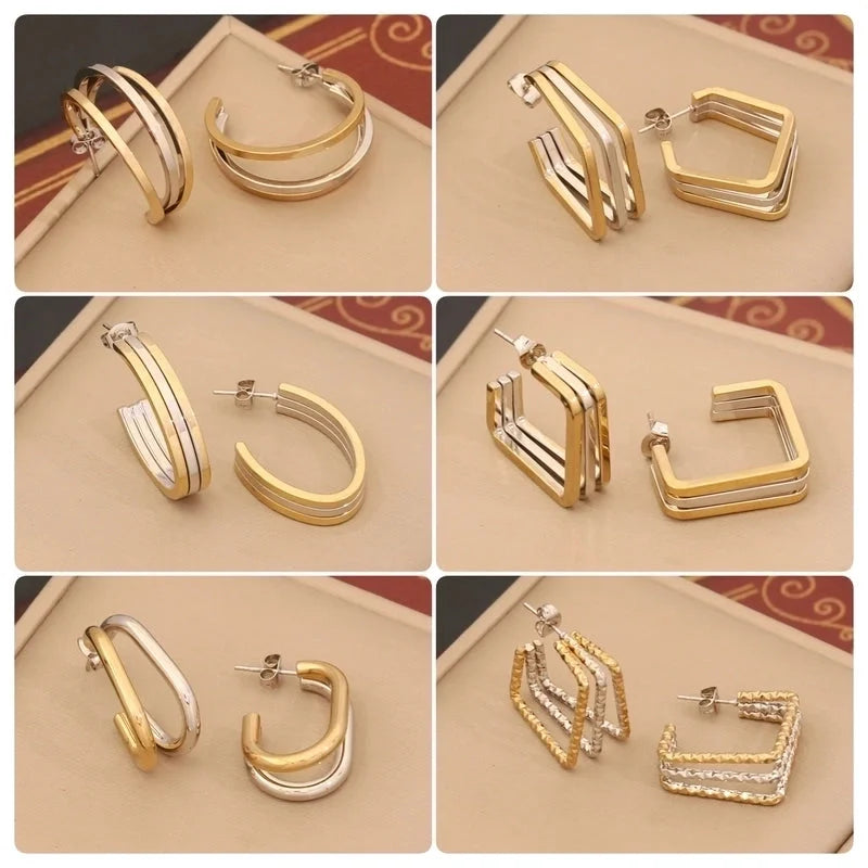 1 Pair Minimalist Commute Geometric 304 Stainless Steel 18K Gold Plated Ear Studs