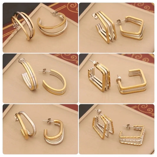 1 Pair Minimalist Commute Geometric 304 Stainless Steel 18K Gold Plated Ear Studs