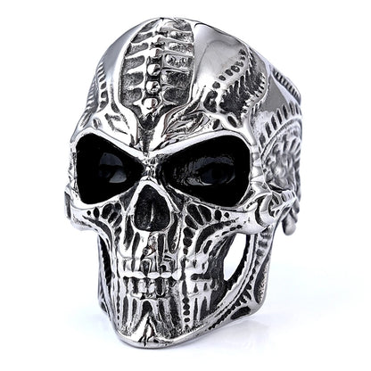 Retro Exaggerated Punk Skull 304 Stainless Steel Halloween Men'S Rings