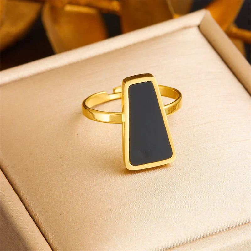 Women Ellipse Triangle Geometric Stainless Steel Electroplating Rings