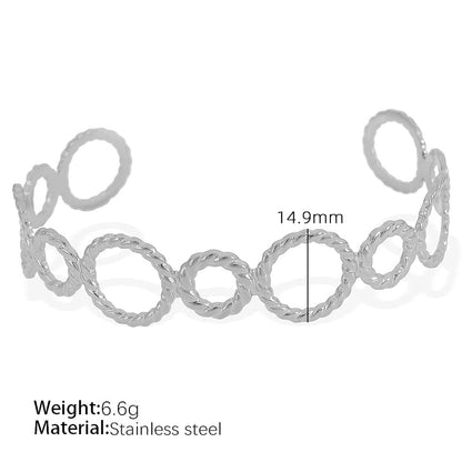 Titanium Steel 18K Gold Plated IG Style Cool Style Plating Circle Waves Bangle