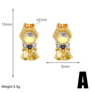 1 Pair Minimalist Cartoon Character Plating Copper 18K Gold Plated Drop Earrings