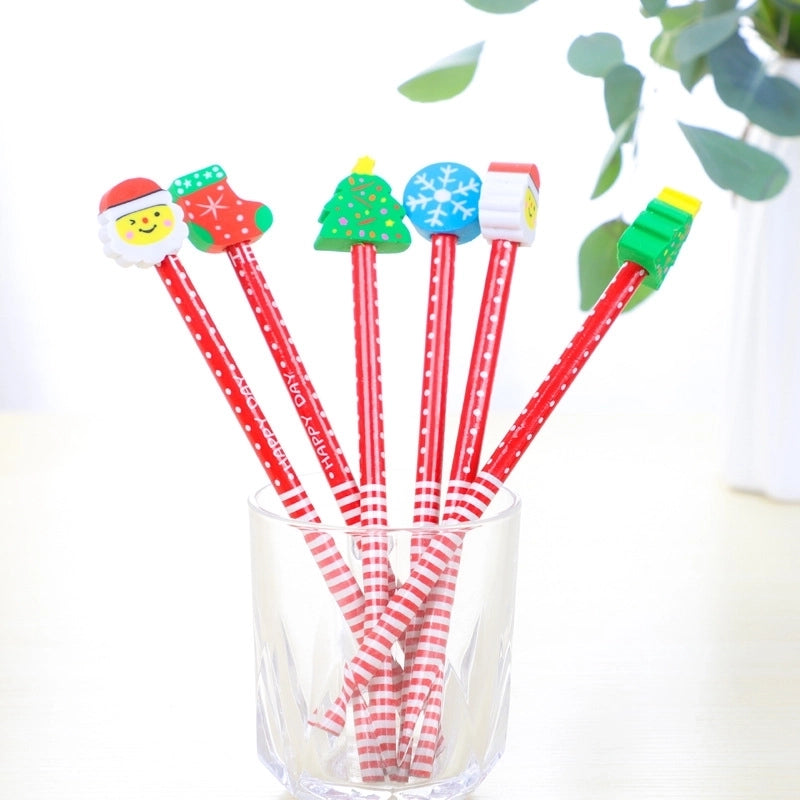Cartoon Christmas Pencil Cute Eraser Student Studying Stationery 1 Piece