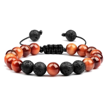 Casual Minimalist Round Volcanic Rock Tiger Eye Beaded Bracelets