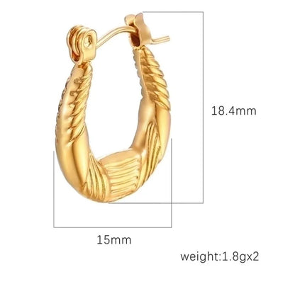 1 Pair Minimalist Classic Style Solid Color Plating 201 Stainless Steel 18K Gold Plated Earrings