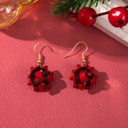 Christmas Earrings Red Bell Studs Candy Color Snowflake Studs Alloy Christmas Ear Accessories