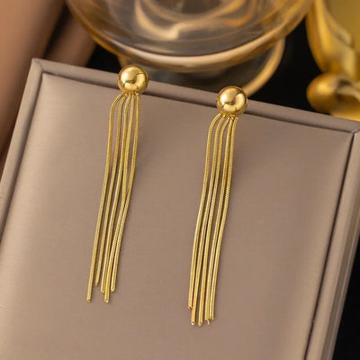 1 Pair Sweet Minimalist Heart Shape Bow Knot Shell Plating Titanium Steel Drop Earrings