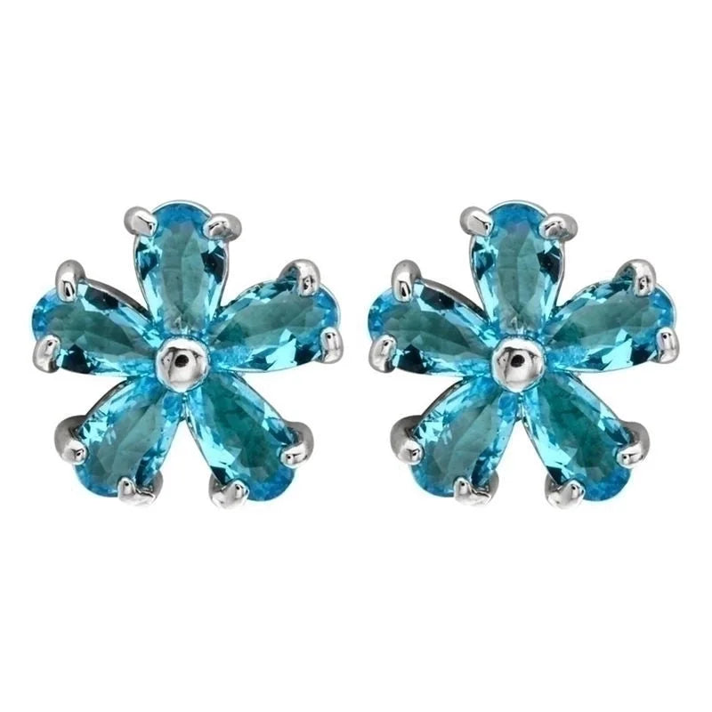 1 Pair Minimalist Flower Plating Inlay Copper Zircon White Gold Plated Ear Studs